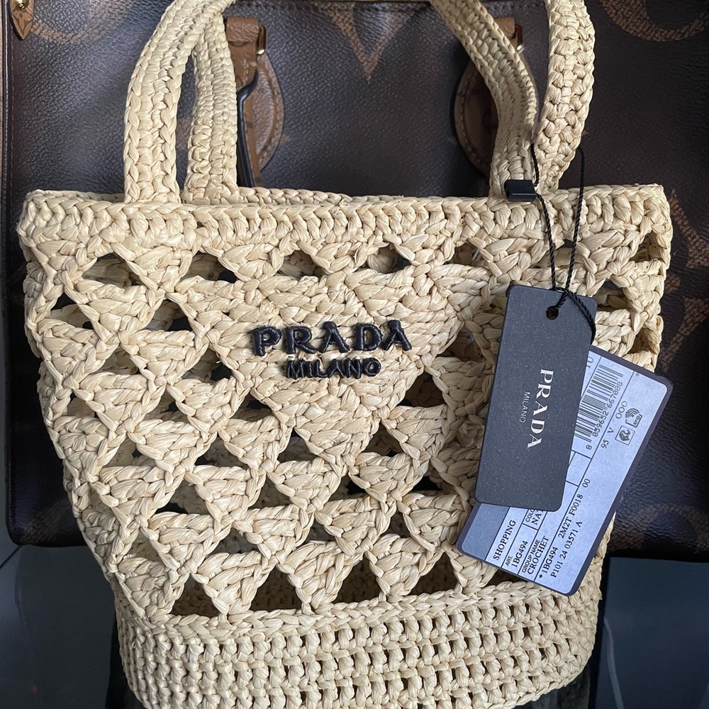 Prada Woven Tote Cream Raffia NWT Authentic Retail $1600